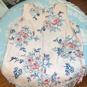Pale Sky *Stitch Fix* Pastel Pink & Blue Floral Print Top Sz L